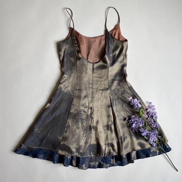 Vintage gold & navy cocktail dress - Picture 2 of 7